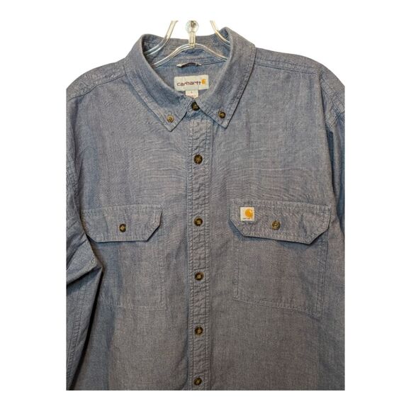 Carhartt blue chambray long sleeve button up relaxed fit. Men's large. - Picture 1 of 6